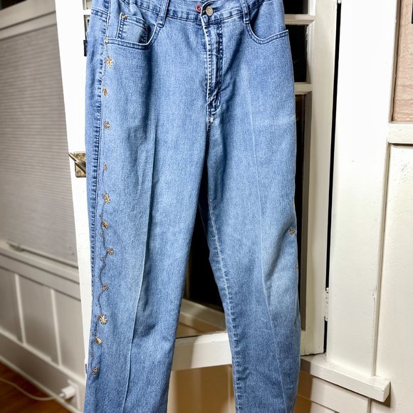 FC Jeans Side Leaf Print Denim Bootcut Jeans Size 30 - Picture 2 of 8